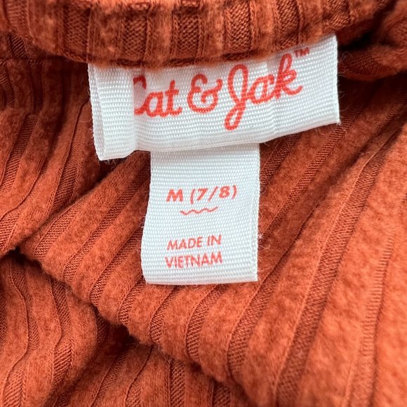 Cat & Jack Girls' L/S Cozy Ribbed Pullover Hoodie Cinnamon Orange M (7/8) NWOT - Picture 5 of 6
